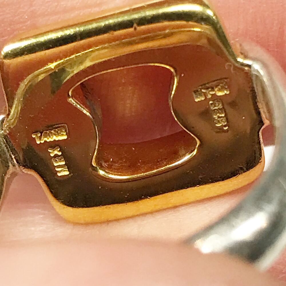 VTG Tane Mexico Two Tone Gold Plate Sterling Silver Modernist Puffy Chunky Ring - Picture 2 of 16